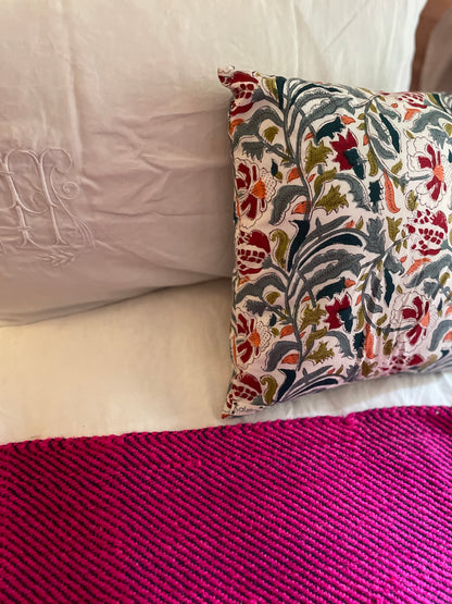 Plaid en Khadi de Laine fushia