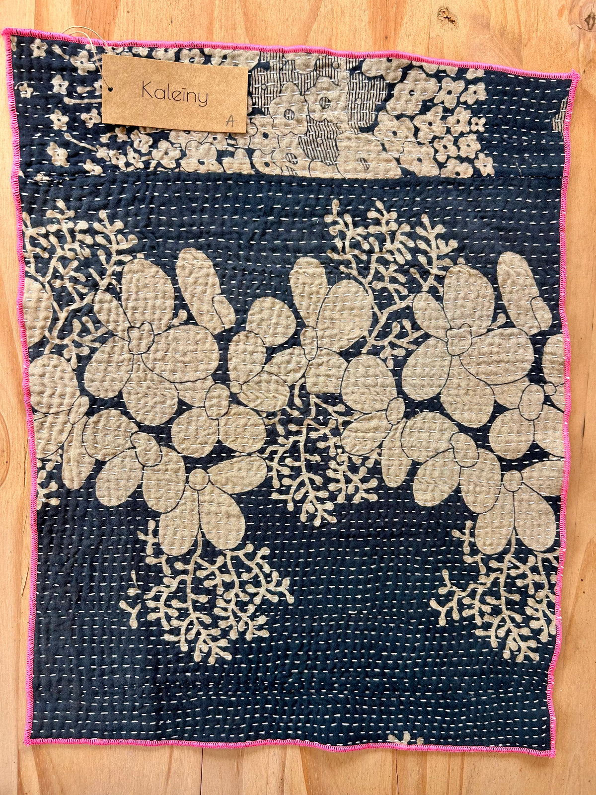 Set de table en kantha réversible   |  Collection Vintage noir
