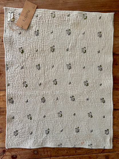 Set de table en kantha réversible   |  Collection Vintage Crème