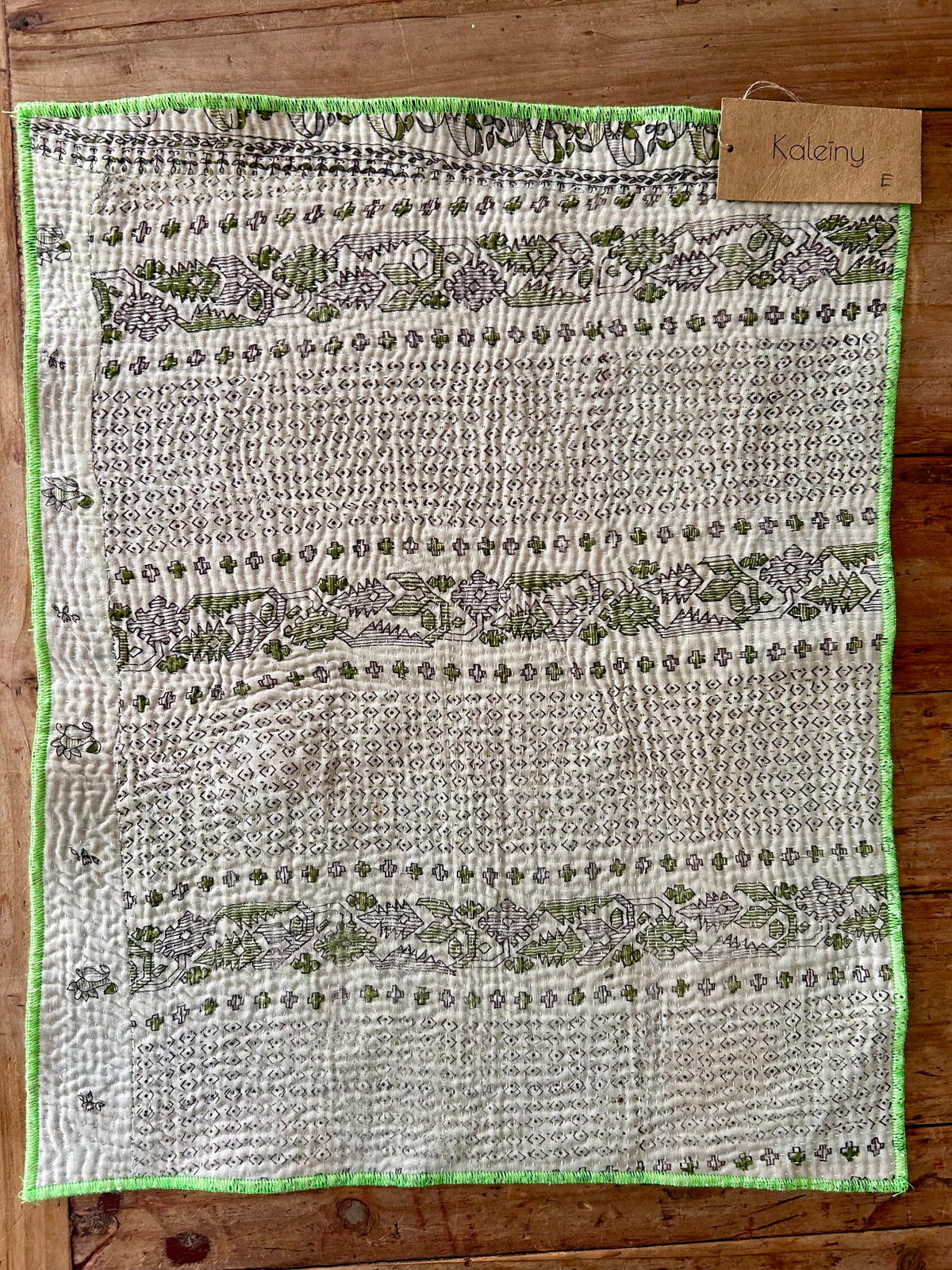 Set de table en kantha réversible   |  Collection Vintage Crème