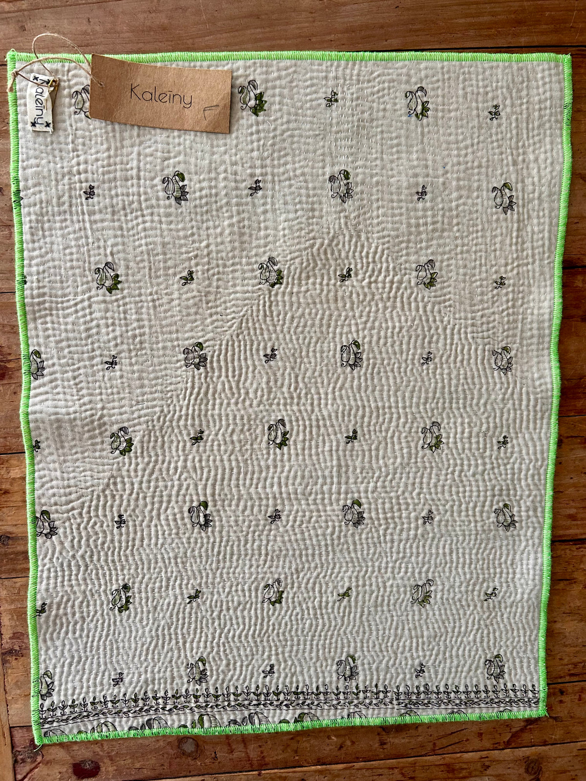 Set de table en kantha réversible   |  Collection Vintage Crème