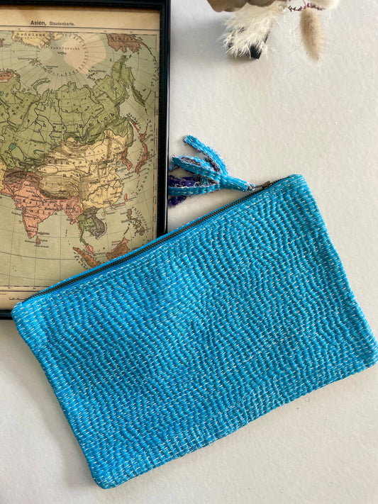 Grande pochette en kantha   |   Turquoise