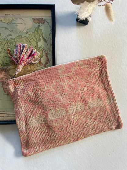 Grande pochette en kantha   |  Abricot