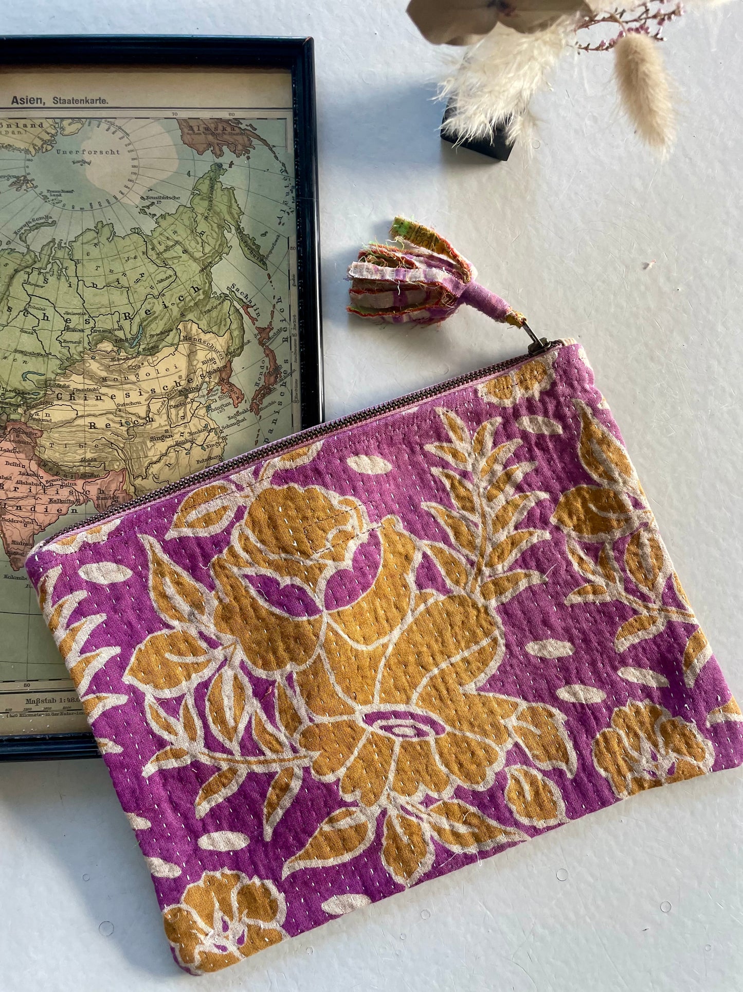 Grande pochette en kantha  |  prune