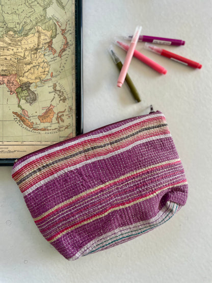 Pochette en Kantha   |  Violine à rayures