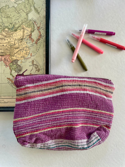 Pochette en Kantha   |  Violine à rayures