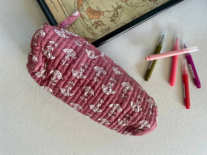 Petite trousse ronde blockprint plastifiée