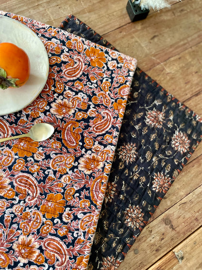 Set de table en blockprint matelassé | Collection fleurie & vichy  |  ARCHIVES