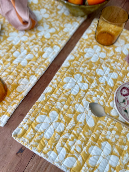 Set de table en blockprint matelassé  | Collection jaune  | ARCHIVES
