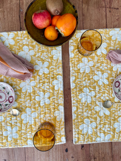 Set de table en blockprint matelassé  | Collection jaune  | ARCHIVES