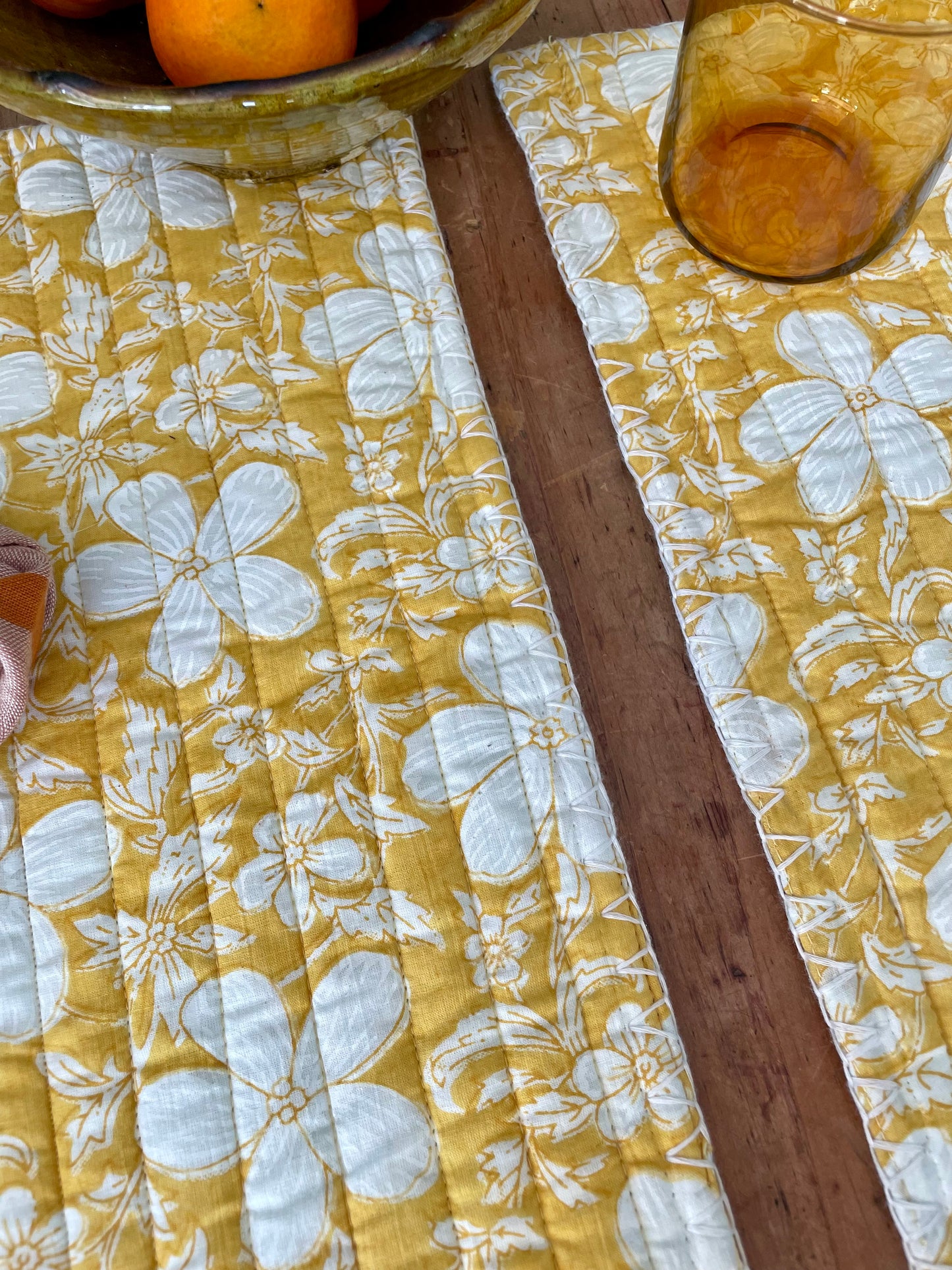 Set de table en blockprint matelassé  | Collection jaune  | ARCHIVES