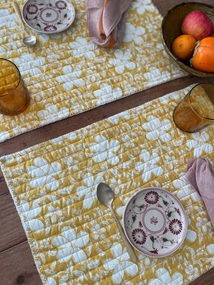 Set de table en blockprint matelassé  | Collection jaune  | ARCHIVES