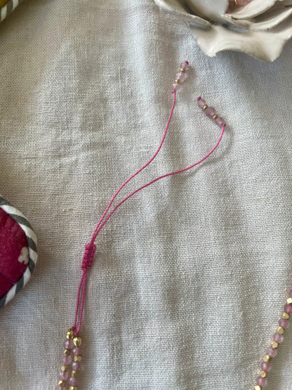 Collier MINA en laiton plaqué or et quartz rose