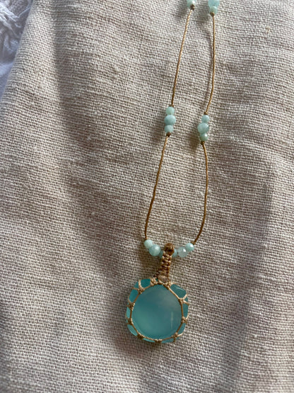 Collier INDIA fil de soie et pierres semi-précieuses