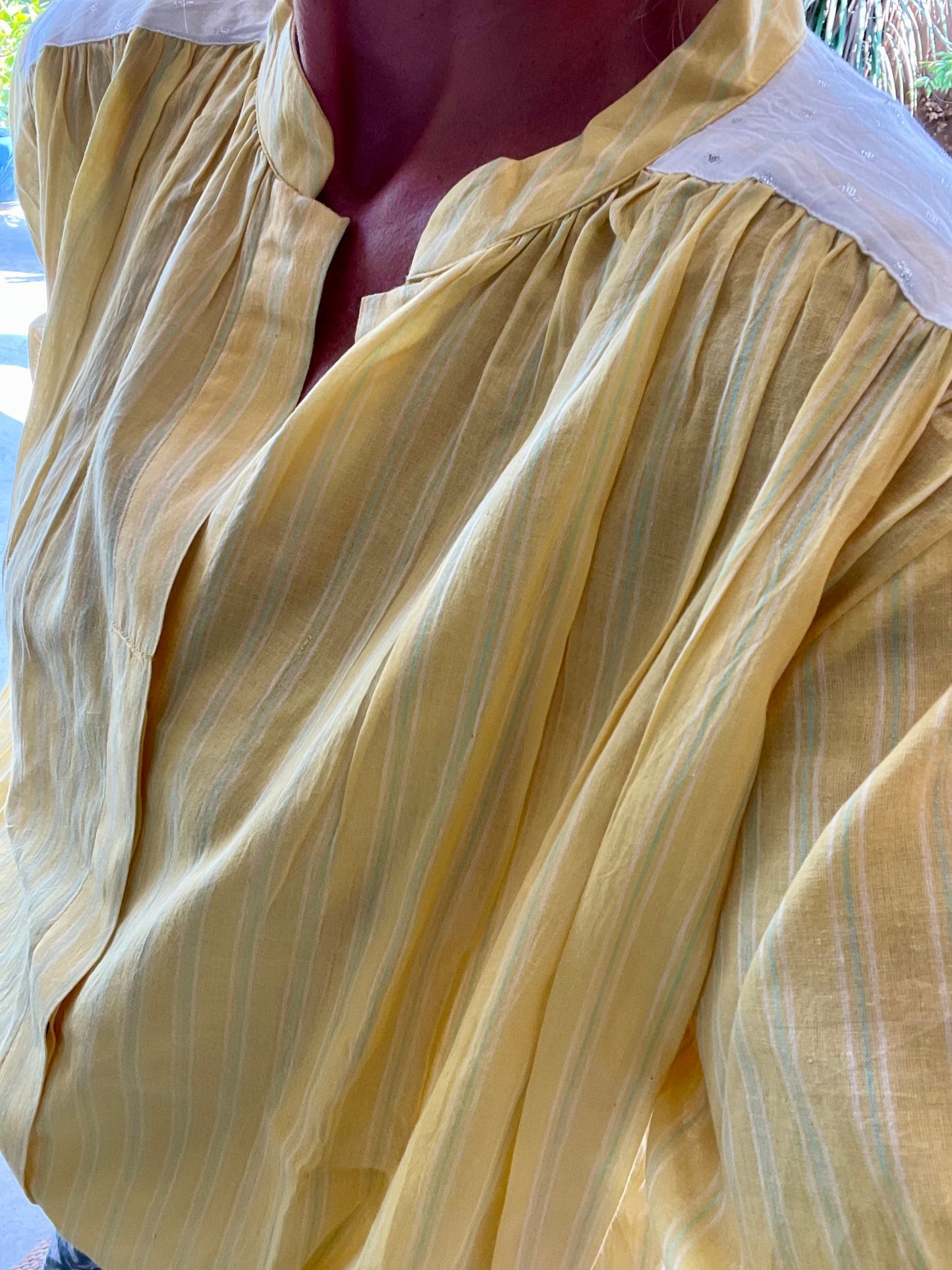 Blouse Telma Jaune fines rayures vertes