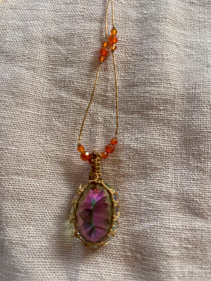 Collier INDIA fil de soie et pierres semi-précieuses