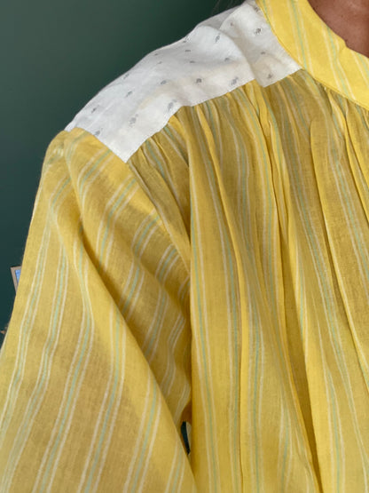 Blouse Telma Jaune fines rayures vertes