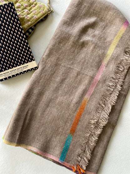 Etole en pur cachemire Chocolat doux avec liseré dégradé