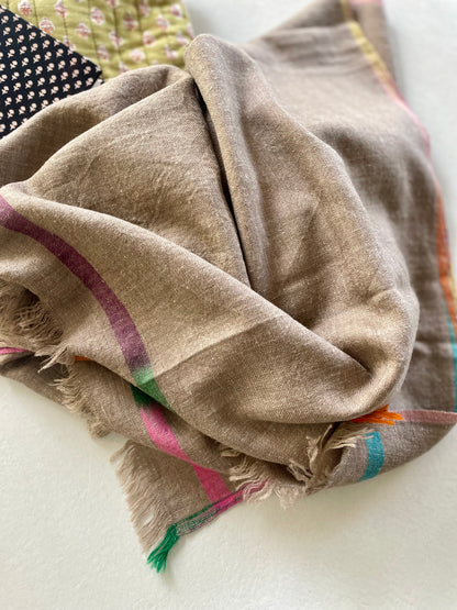 Etole en pur cachemire Chocolat doux avec liseré dégradé