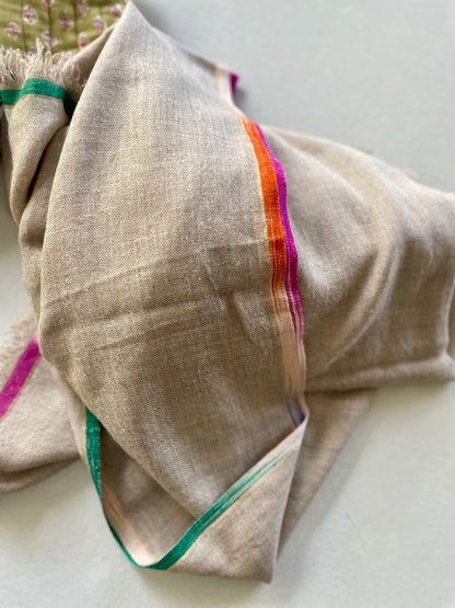 Etole en pur cachemire Ficelle avec liseré dégradé