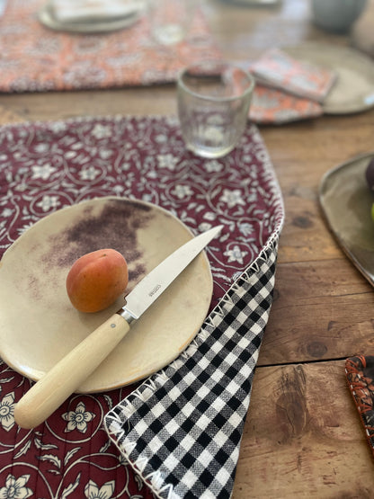 Set de table en blockprint matelassé | Collection fleurie & vichy  |  ARCHIVES