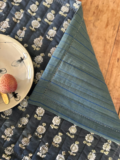 Set de table matelassé réversible  | Collection Indigo profond