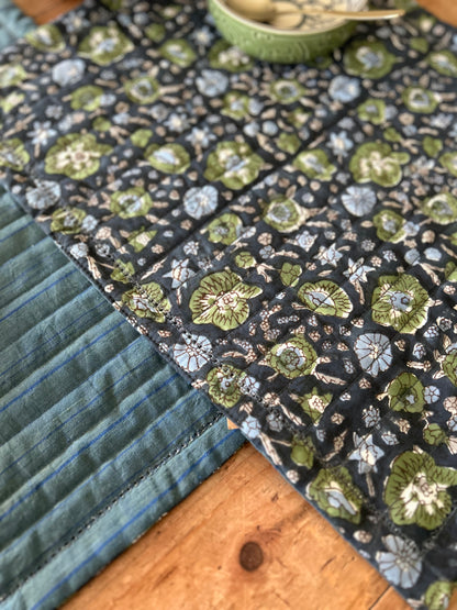 Set de table matelassé réversible  | Collection Indigo profond