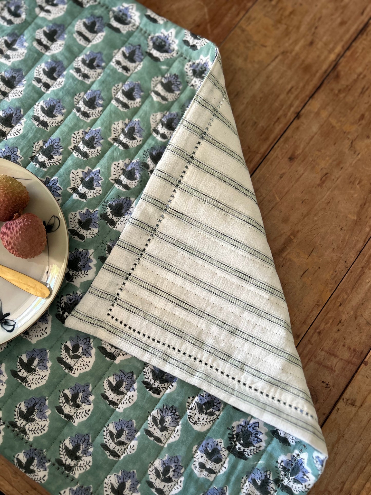 Set de table matelassé réversible  | Collection Douceur verte