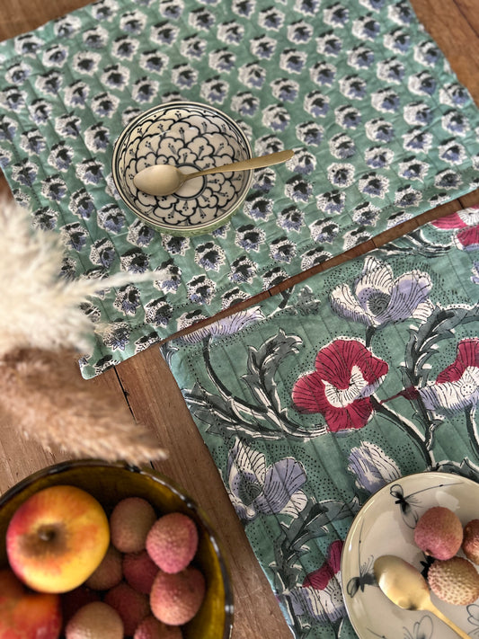 Set de table matelassé réversible  | Collection Douceur verte