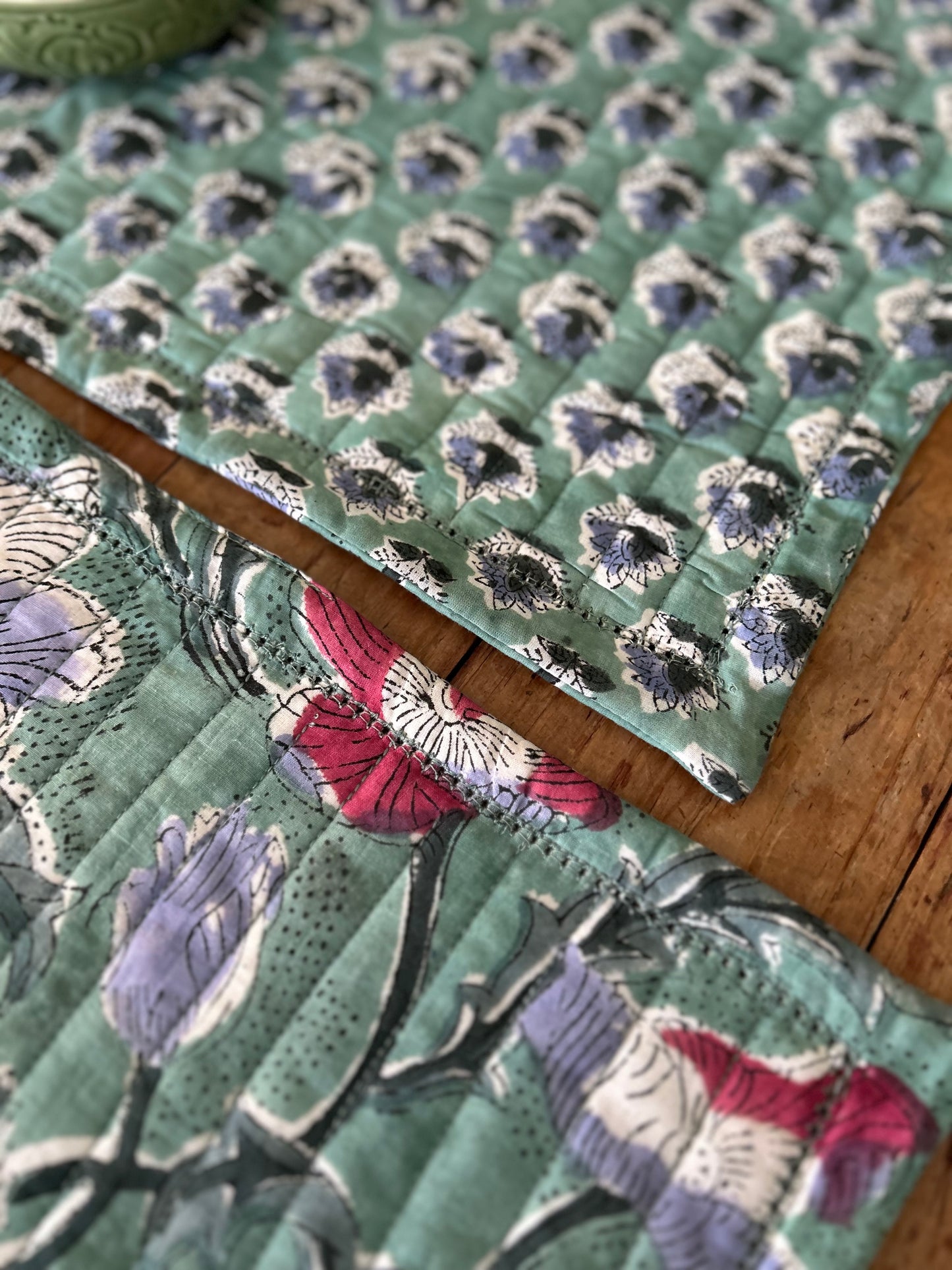 Set de table matelassé réversible  | Collection Douceur verte