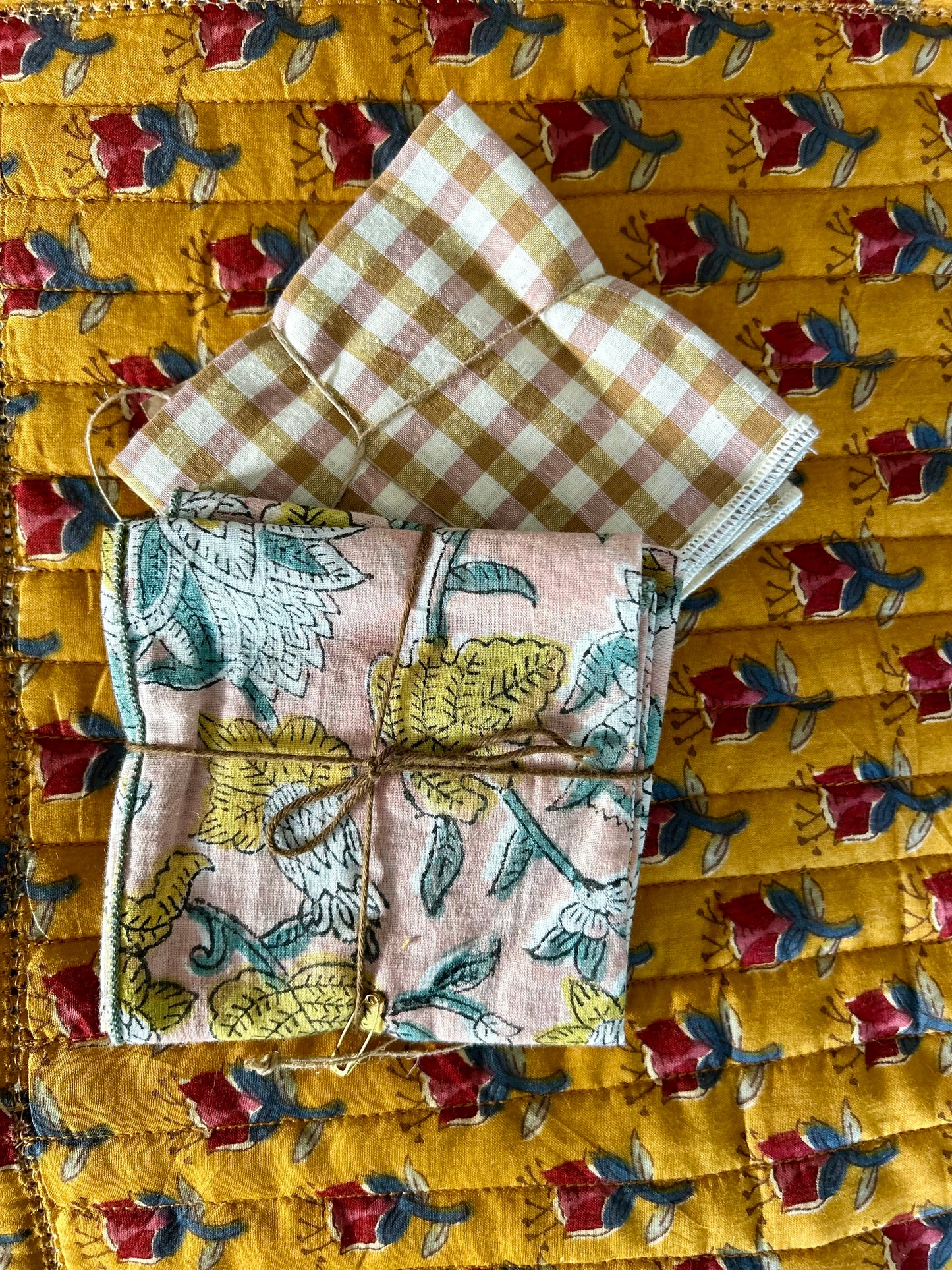 Lot de 2 serviettes de table en coton blockprint