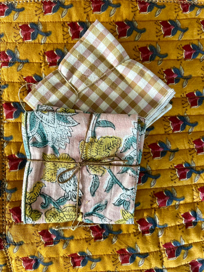 Lot de 2 serviettes de table en coton blockprint