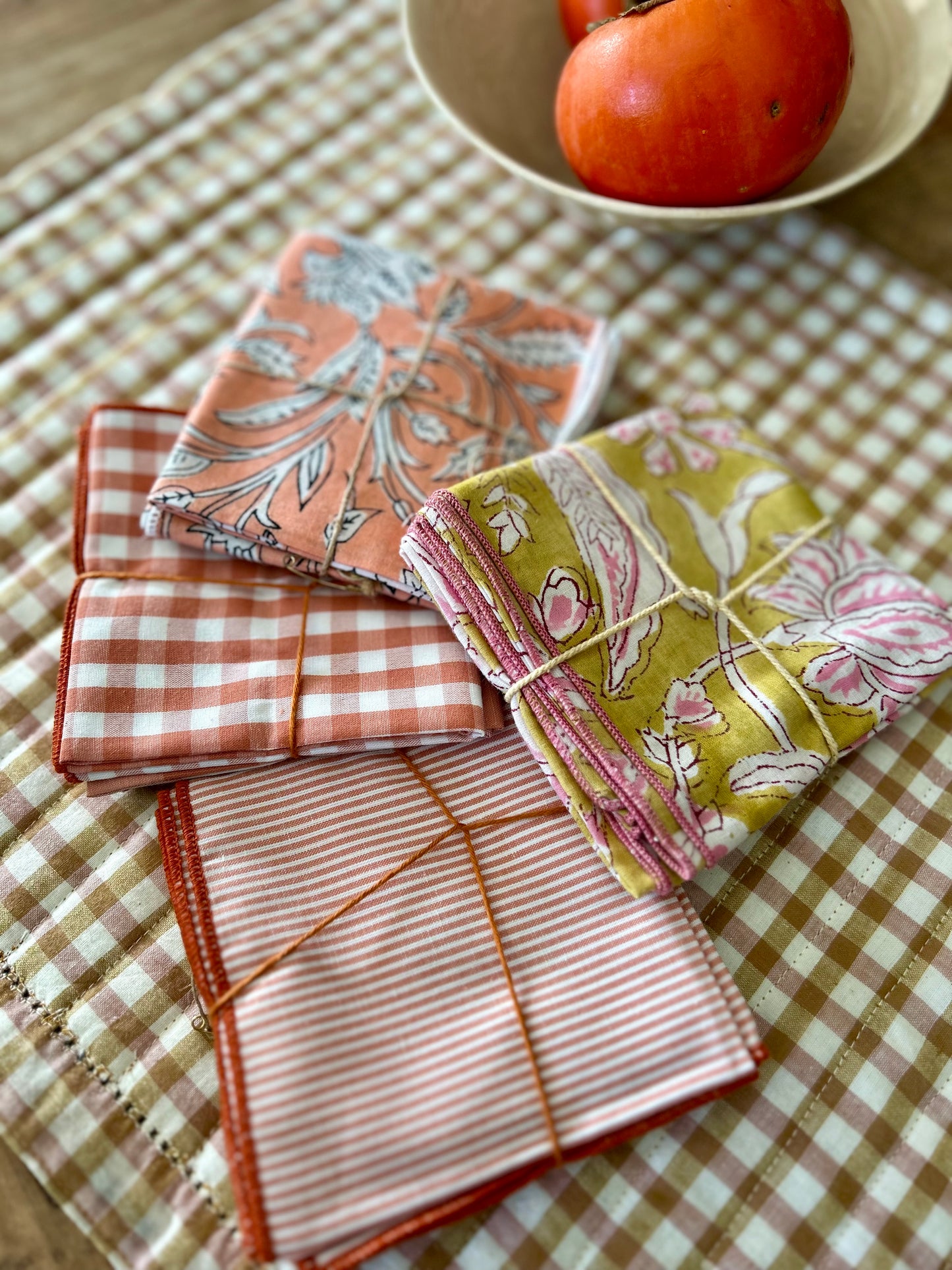 Lot de 2 serviettes de table en coton blockprint
