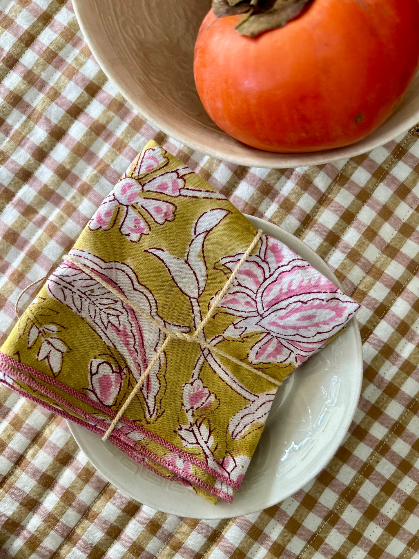 Lot de 2 serviettes de table en coton blockprint