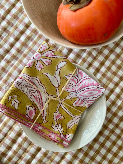 Lot de 2 serviettes de table en coton blockprint