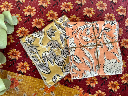 Lot de 2 serviettes de table en coton blockprint