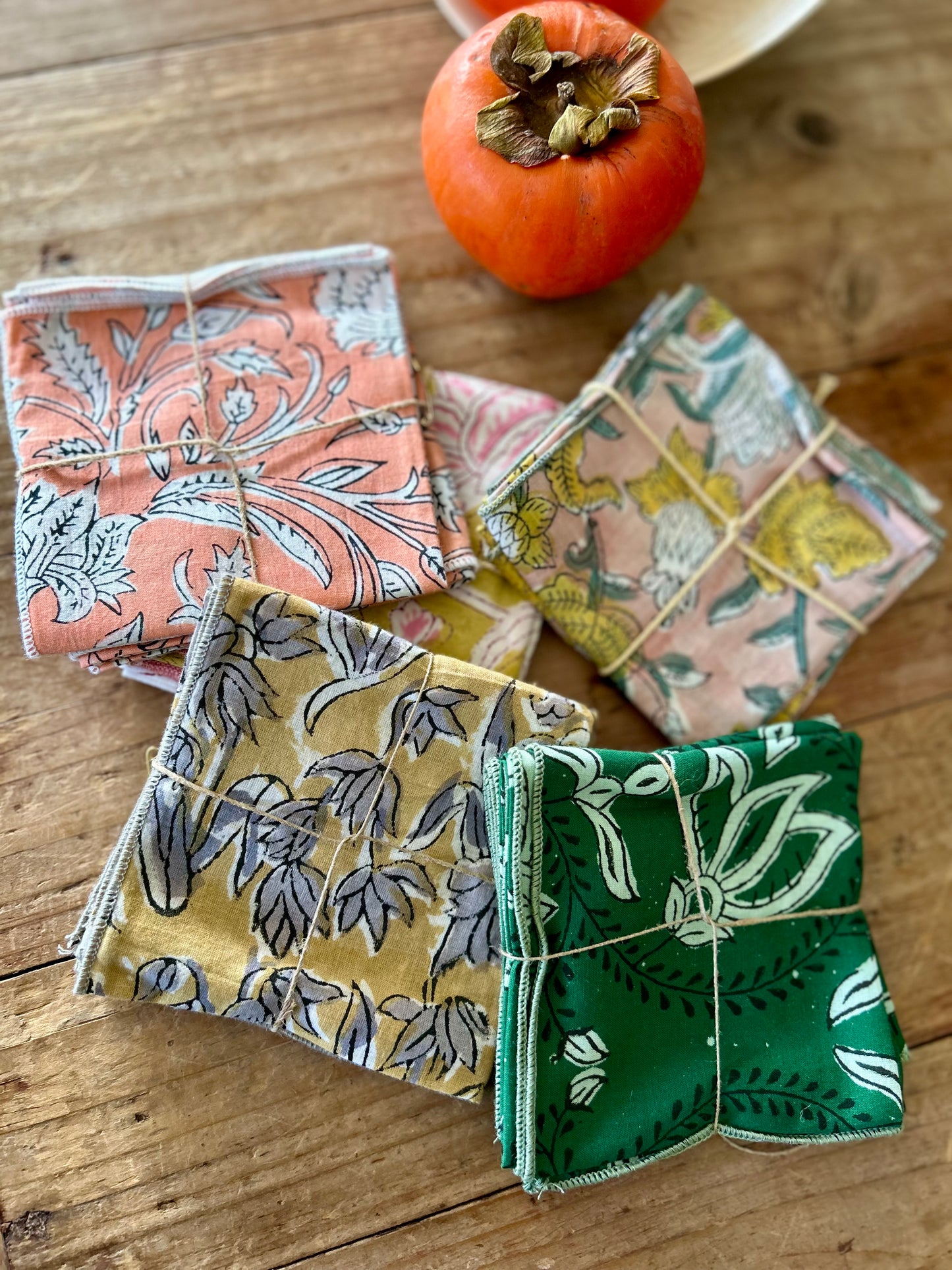 Lot de 2 serviettes de table en coton blockprint