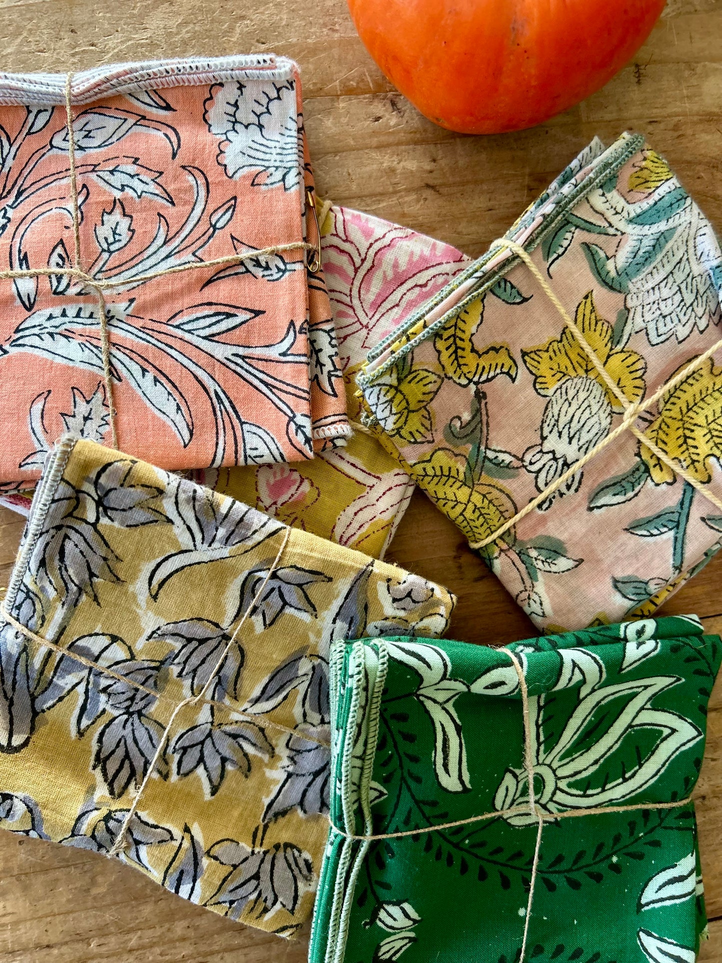 Lot de 2 serviettes de table en coton blockprint