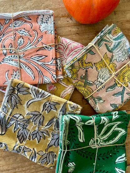 Lot de 2 serviettes de table en coton blockprint