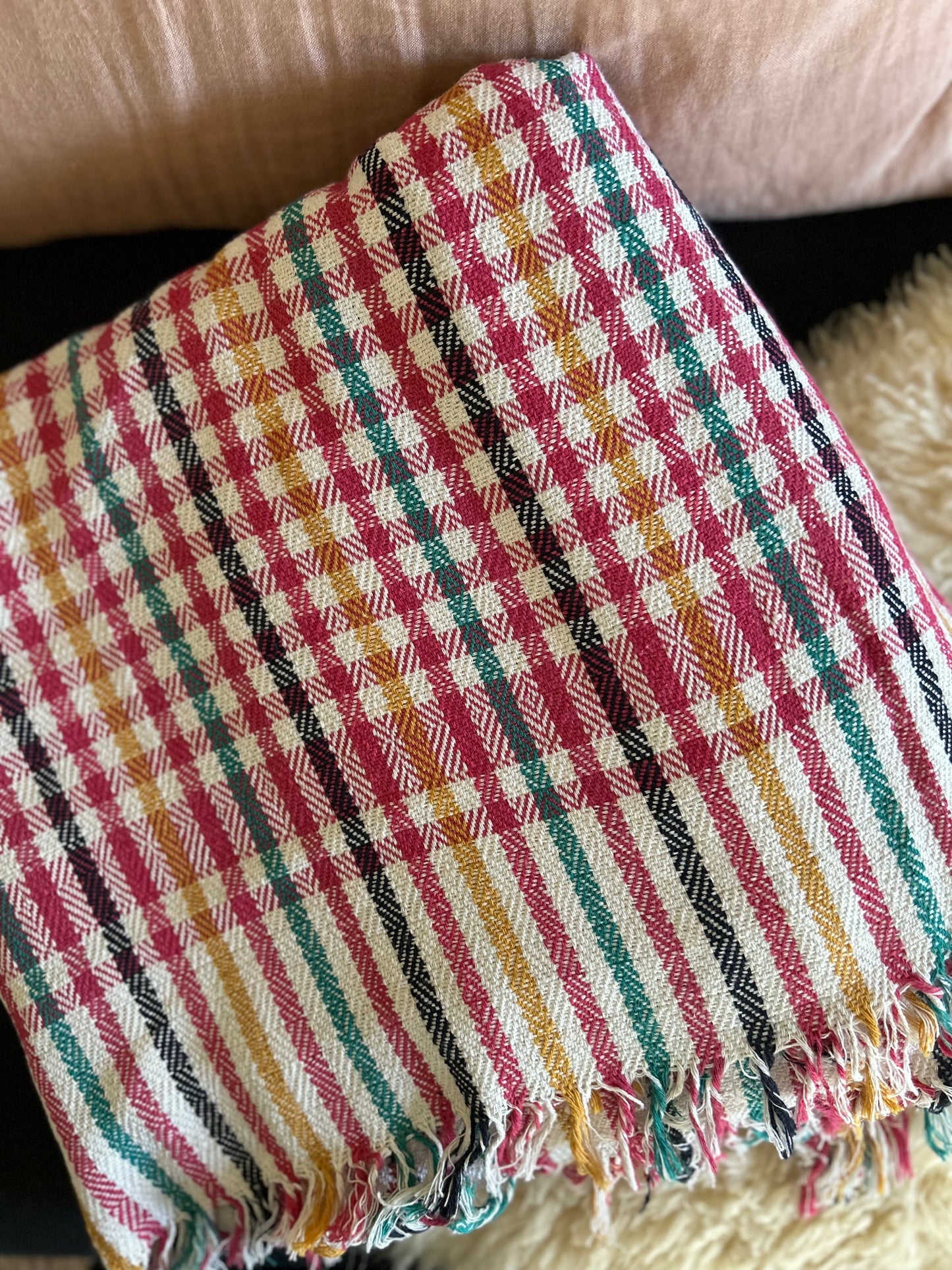 Grand plaid en  khadi de coton multicolore  | 3 coloris  | ARCHIVES