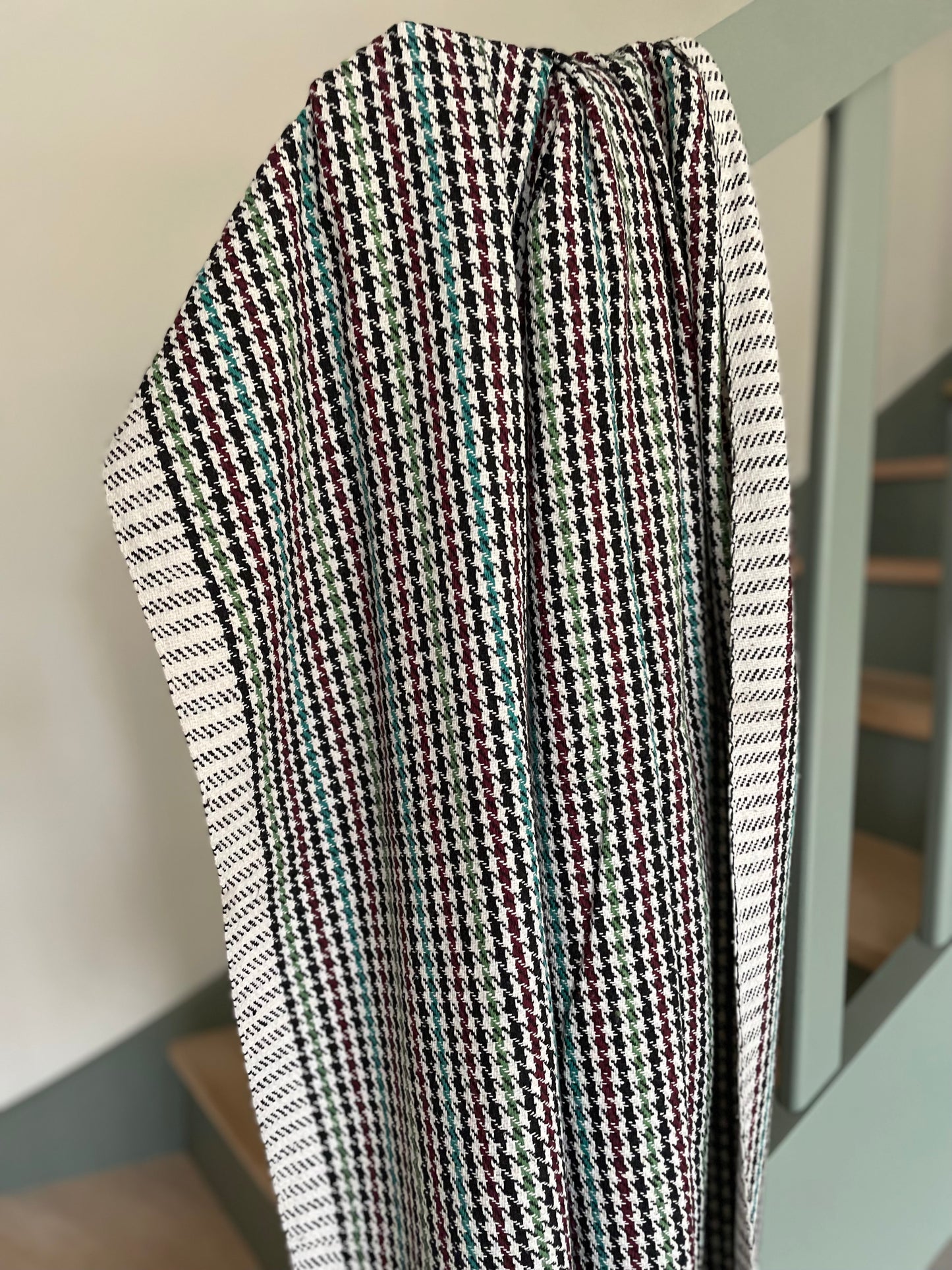 Plaid en khadi de coton Pied de poule couleurs chaudes