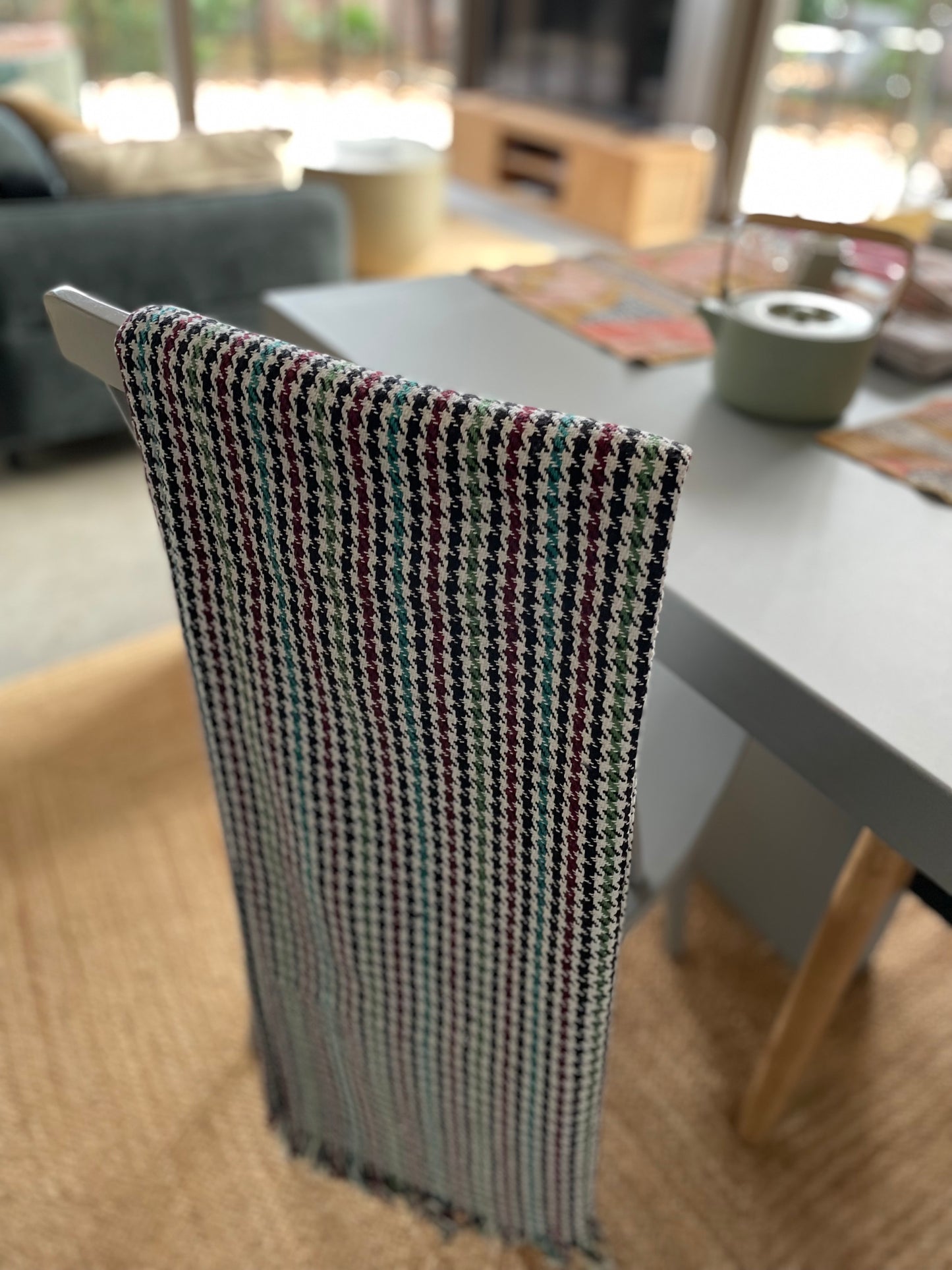 Plaid en khadi de coton Pied de poule couleurs chaudes