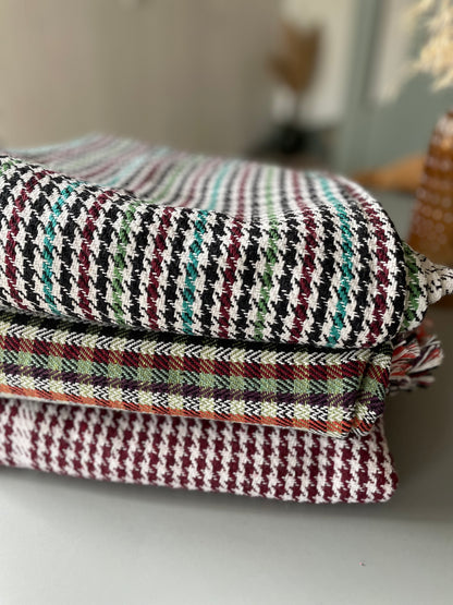 Plaid en khadi de coton Pied de poule couleurs chaudes