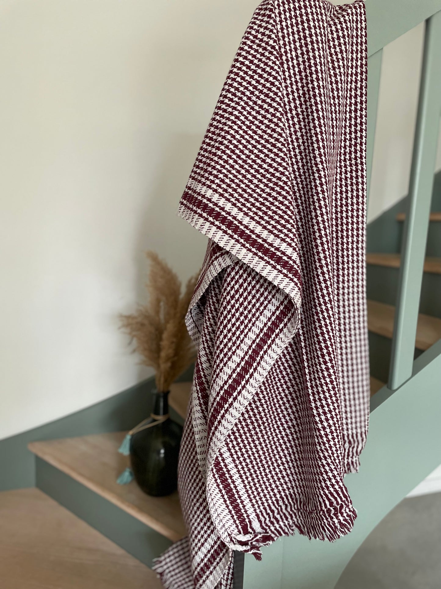 Plaid en khadi de coton bordeaux