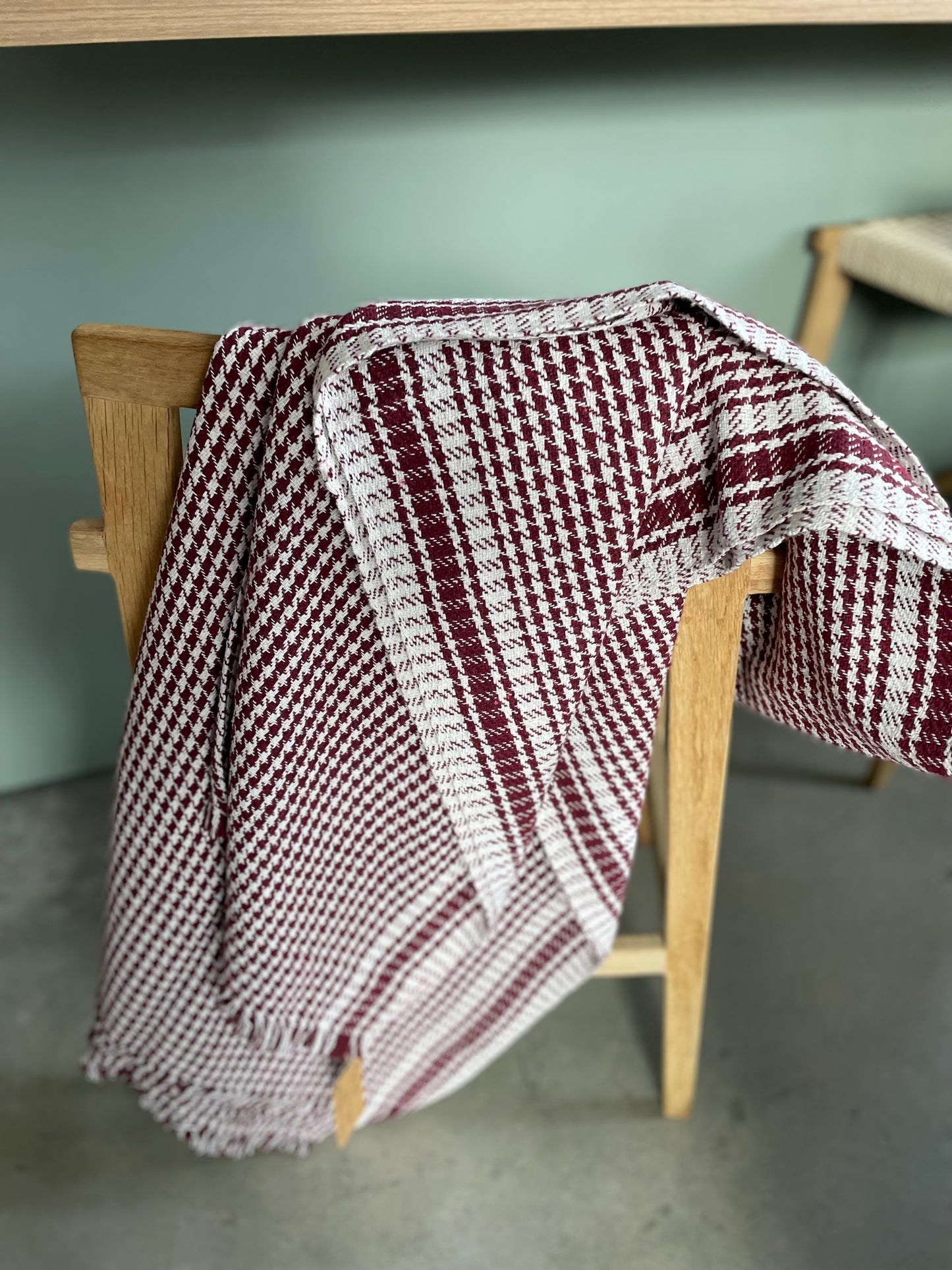 Plaid en khadi de coton bordeaux