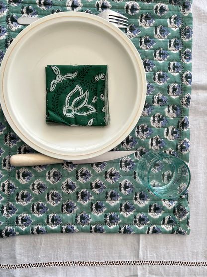 Set de table matelassé réversible  | Collection Douceur verte