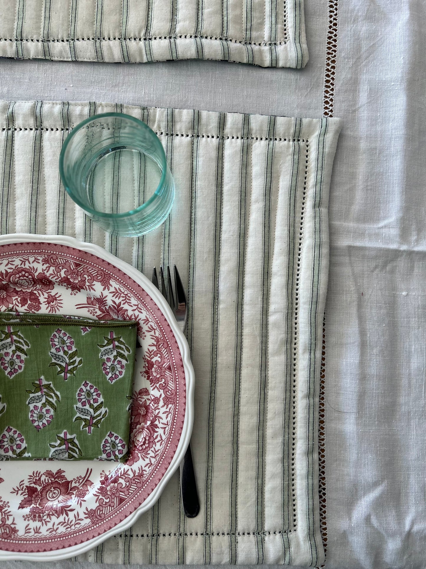 Set de table matelassé réversible  | Collection Douceur verte