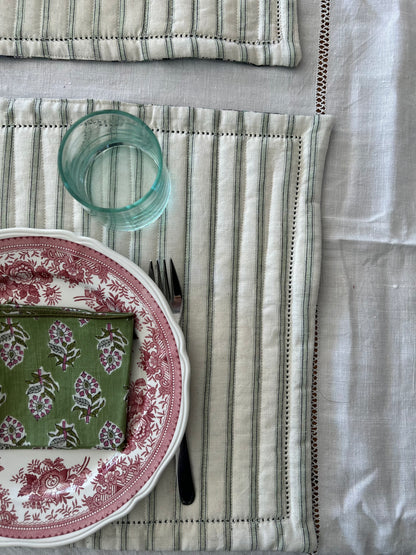 Set de table matelassé réversible  | Collection Douceur verte