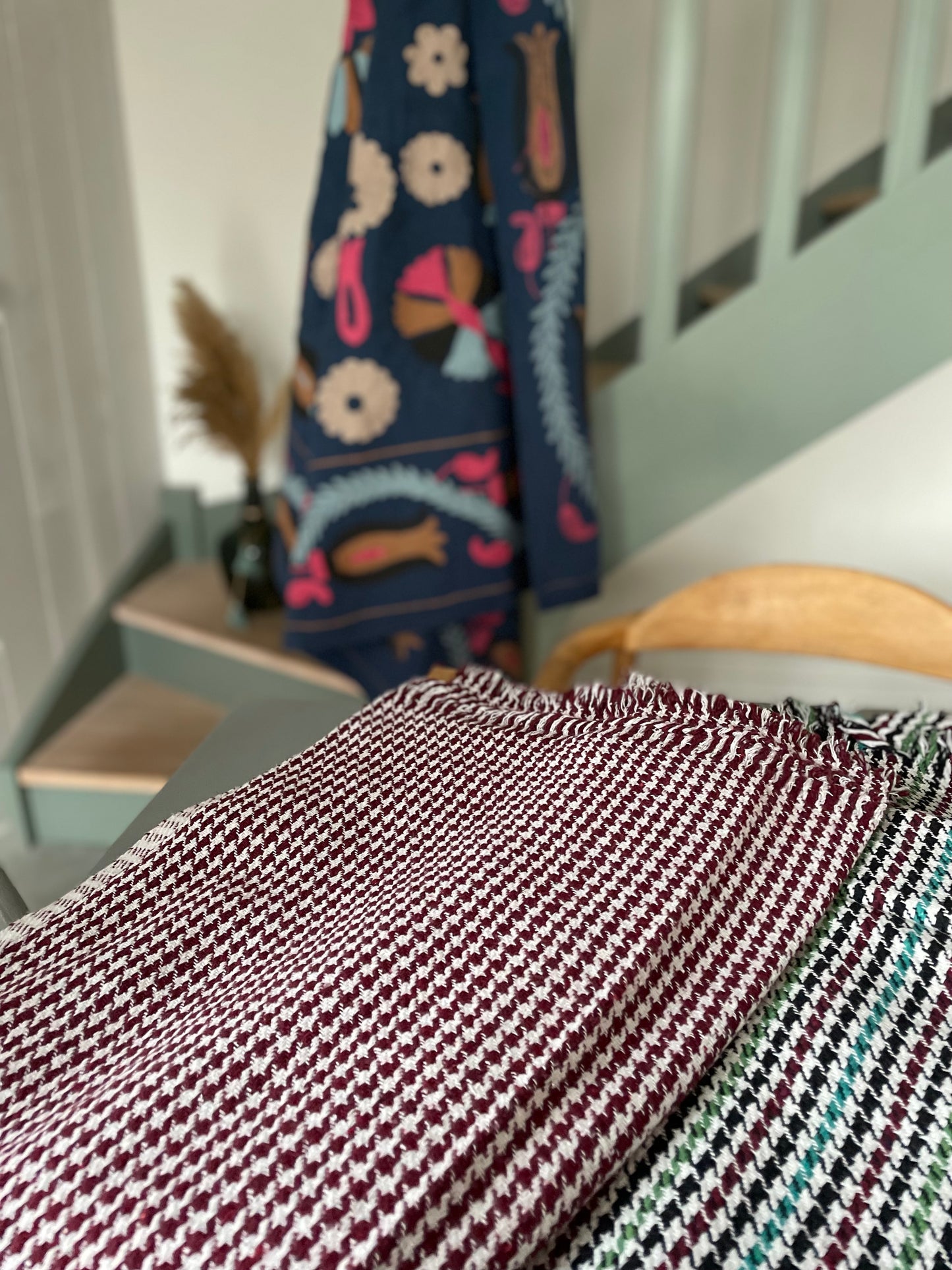 Plaid en khadi de coton bordeaux