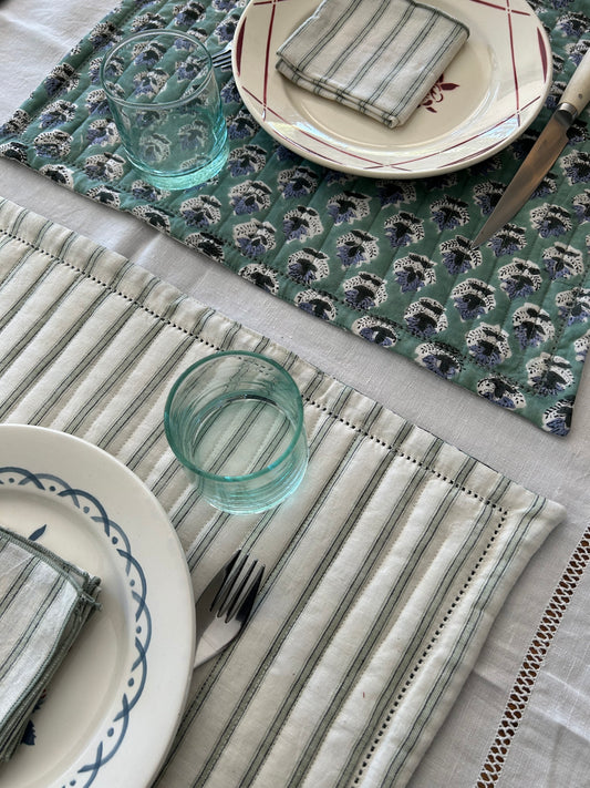Set de table matelassé réversible  | Collection Douceur verte
